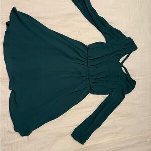 Long sleeve emerald green dress